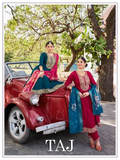 TAJ BY BANWERY DESIGNER ANARKALI GOWN WITH PANT AND DUPATTA WHOLESALER IN INDIA